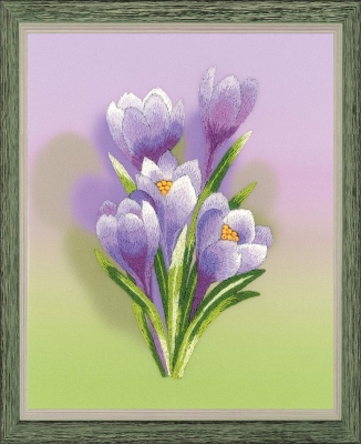 click here to view larger image of Crocuses - Satin Stitch (stamped cross stitch kit)