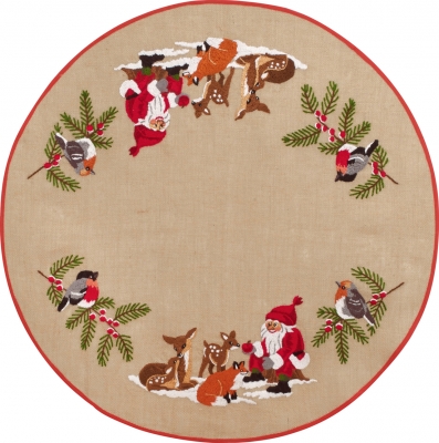 click here to view larger image of Santa and Animals Tree Skirt (stamped cross stitch kit)