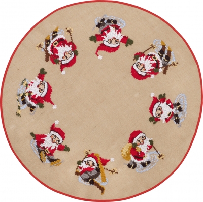 click here to view larger image of Elfs In Snow Tree Skirt (stamped cross stitch kit)