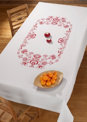click here to view larger image of Red Design Tablecloth (stamped cross stitch kit)