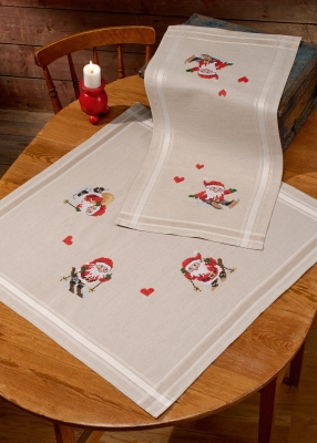 click here to view larger image of Elfs In Snow Table Topper (bottom) (stamped cross stitch kit)