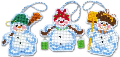 click here to view larger image of Christmas Tree Decoration Snowmen (counted cross stitch kit)