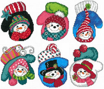 click here to view larger image of Snowman Mitten Ornaments (chart)