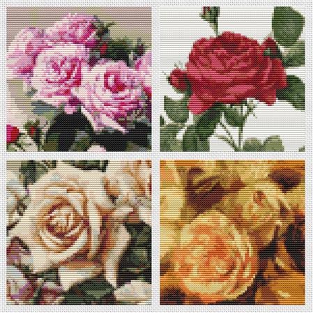 click here to view larger image of Four Squares Featuring Roses (chart)