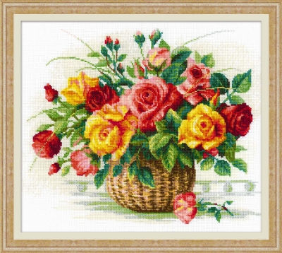 click here to view larger image of Basket with Roses (counted cross stitch kit)