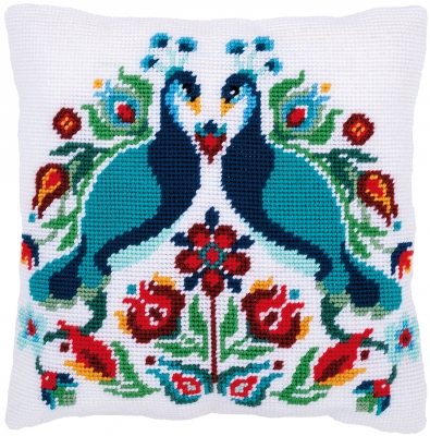 click here to view larger image of Pauline, the Peacock - Tapestry Cushion by La Maison Victor (counted cross stitch kit)