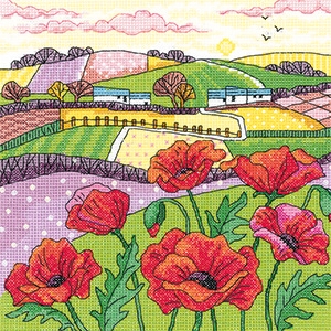 click here to view larger image of Poppy Landscape - 27ct  (counted cross stitch kit)