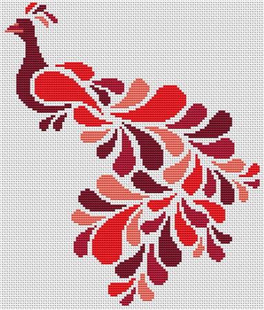 click here to view larger image of Abstract Peacock in Red (chart)
