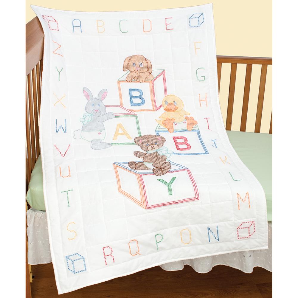 click here to view larger image of Baby Blocks Quilt Top - White (stamped cross stitch)
