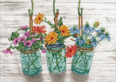 click here to view larger image of Flowering Jars (counted cross stitch kit)