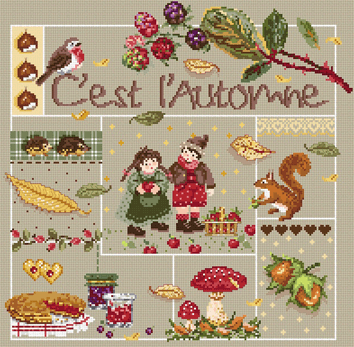 click here to view larger image of C'est l'Automne KIT - Linen (counted cross stitch kit)