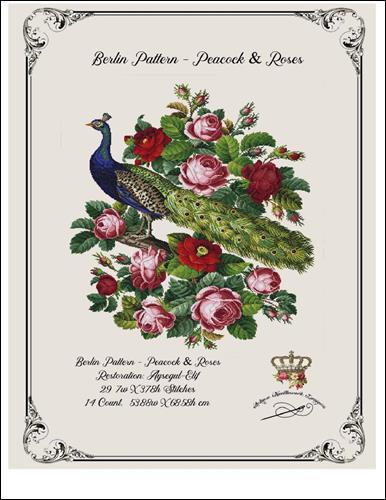 click here to view larger image of Berlin Pattern - Peacock and Roses (chart)