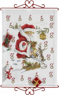 click here to view larger image of Boy w/Dog Advent Calendar Bellpull (counted cross stitch kit)