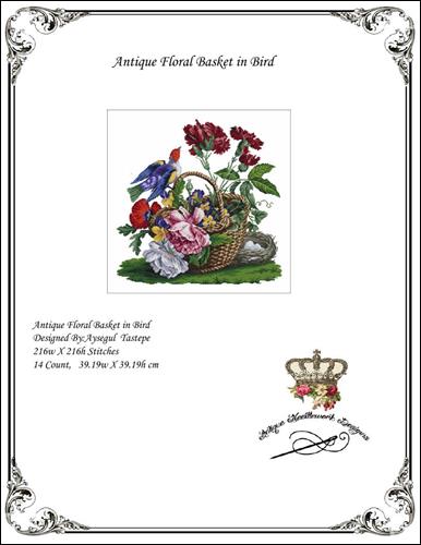 click here to view larger image of Antique Floral Basket in Bird (chart)