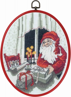 click here to view larger image of Santa and Cat (counted cross stitch kit)