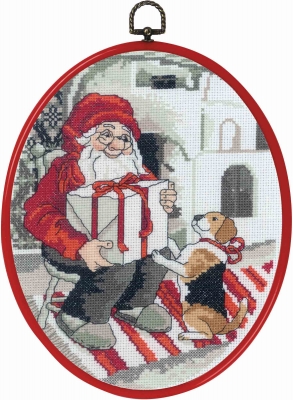click here to view larger image of Santa and Dog (counted cross stitch kit)