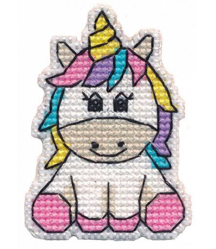 click here to view larger image of Badge - Unicorn (counted cross stitch kit)