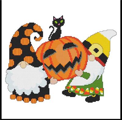 click here to view larger image of Halloween Gnomes - Cat on Pumpkin (chart)