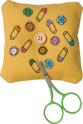 click here to view larger image of Safty Pins Needlepillow (counted cross stitch kit)