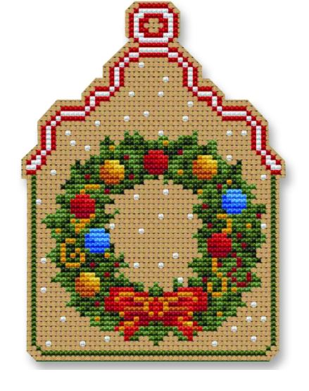 click here to view larger image of Christmas Wreath Ornament (counted cross stitch kit)