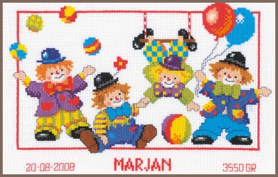 click here to view larger image of Clowns (counted cross stitch kit)