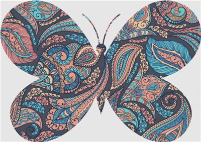 click here to view larger image of Pink and Blue Paisley Butterfly (chart)