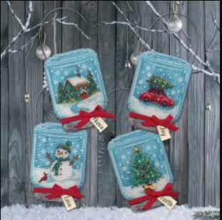 click here to view larger image of Christmas Jar Ornaments (counted cross stitch kit)