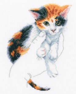 click here to view larger image of In Palms - Kitten  (counted cross stitch kit)