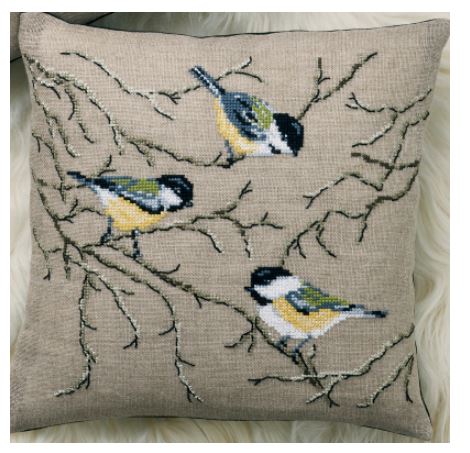 click here to view larger image of Chickadee Cushion  (counted cross stitch kit)