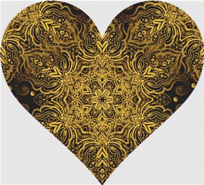 click here to view larger image of Black and Gold Baroque Heart (chart)
