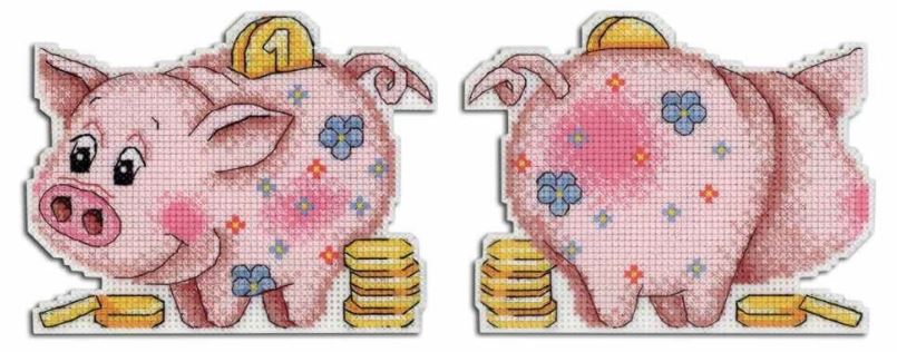 click here to view larger image of Happy Piggy Bank (counted cross stitch kit)