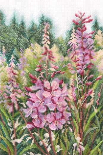 click here to view larger image of Raspberry Candles of Willowherbs (counted cross stitch kit)