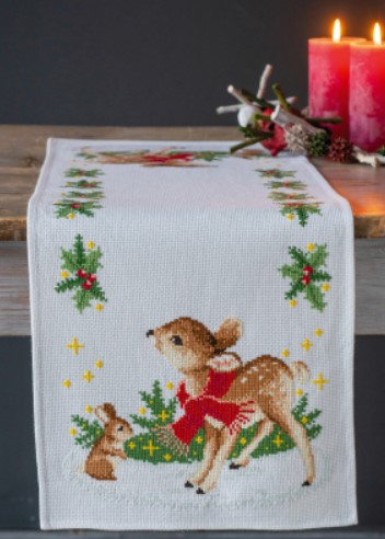 click here to view larger image of Little Deer with Bunny Table Runner (counted cross stitch kit)