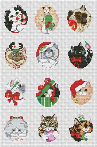 click here to view larger image of Christmas Kittens Ornaments (chart)