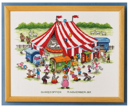 click here to view larger image of Circus Birth Announcement (counted cross stitch kit)