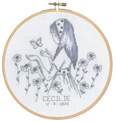 click here to view larger image of Cecilie Birth Announcement (counted cross stitch kit)