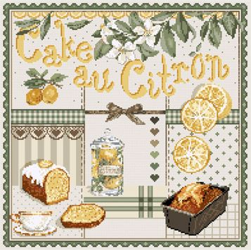 click here to view larger image of Cake au Citron (KIT) - Linen (counted cross stitch kit)