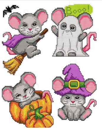 click here to view larger image of Halloween Mouses (counted cross stitch kit)