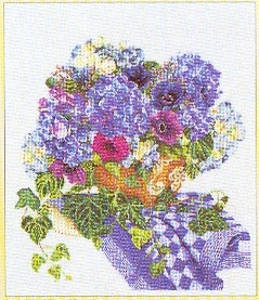 click here to view larger image of Blue Floral Arrangement (counted cross stitch kit)