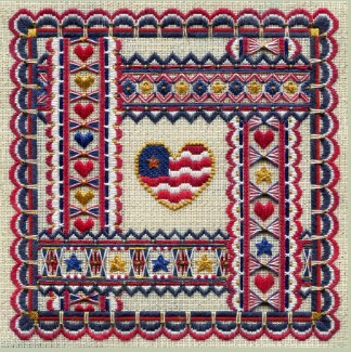 click here to view larger image of Red, White and Blue Ribbons w/Embellishments (counted canvas chart)