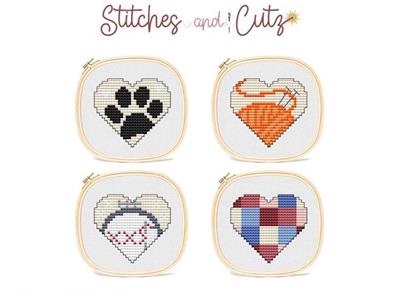 click here to view larger image of Love Hearts - Paw Print/Knitting/Cross Stitch/Quilting (chart)