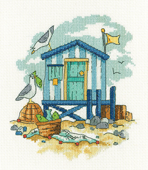 click here to view larger image of Blue Beach Hut (counted cross stitch kit)