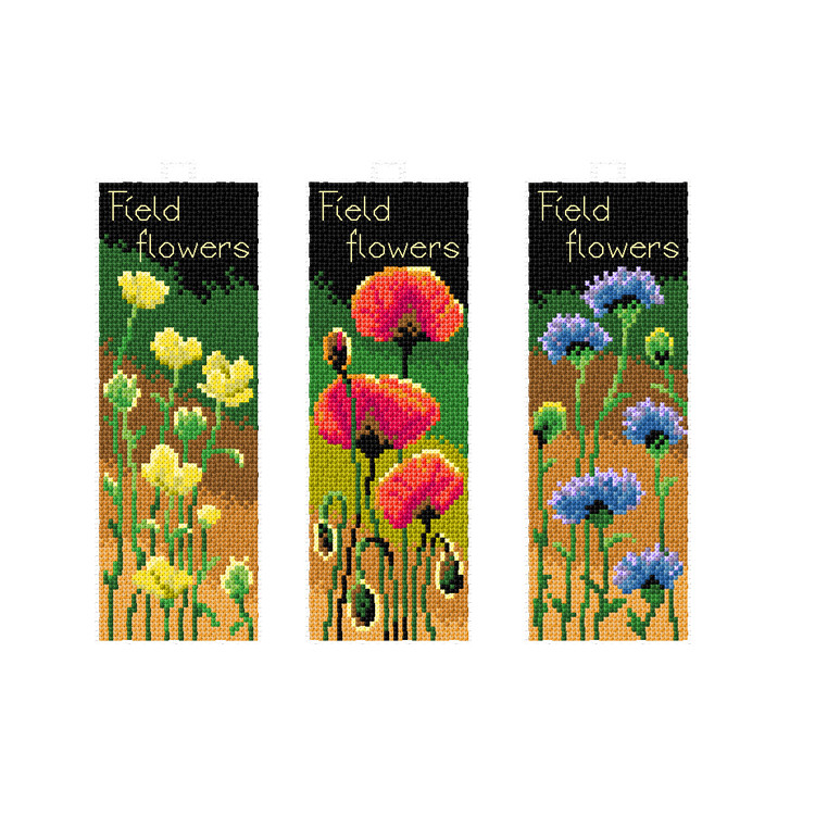 click here to view larger image of Bookmarks - Wild Flowers (counted cross stitch kit)