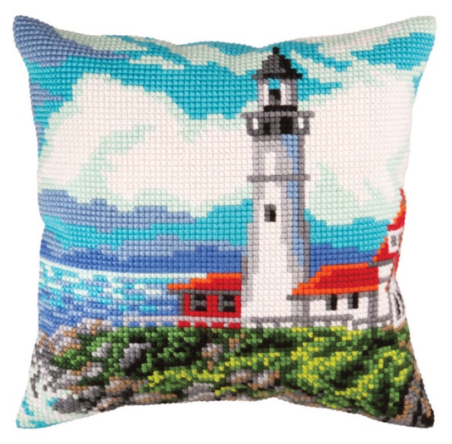 click here to view larger image of Lighthouse on the Shore of the Bay Cushion (counted canvas kit)