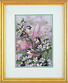 click here to view larger image of Chickadees in Spring (counted cross stitch kit)