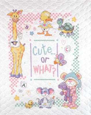 click here to view larger image of Cute Or What Baby Hugs Baby Quilt (stamped cross stitch kit)