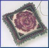 click here to view larger image of Beaded Pin Pillow - Vintage Rose (2003) (counted cross stitch kit)