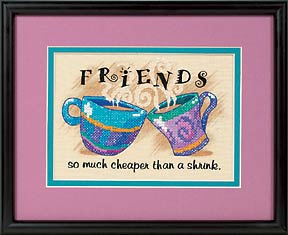 click here to view larger image of Cheaper Than A Shrink (stamped cross stitch kit)