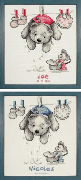 click here to view larger image of Baby Laundry Birth Sampler (counted cross stitch kit)