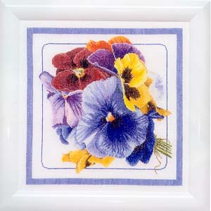 click here to view larger image of Flower Collection 2 - Linen (counted cross stitch kit)